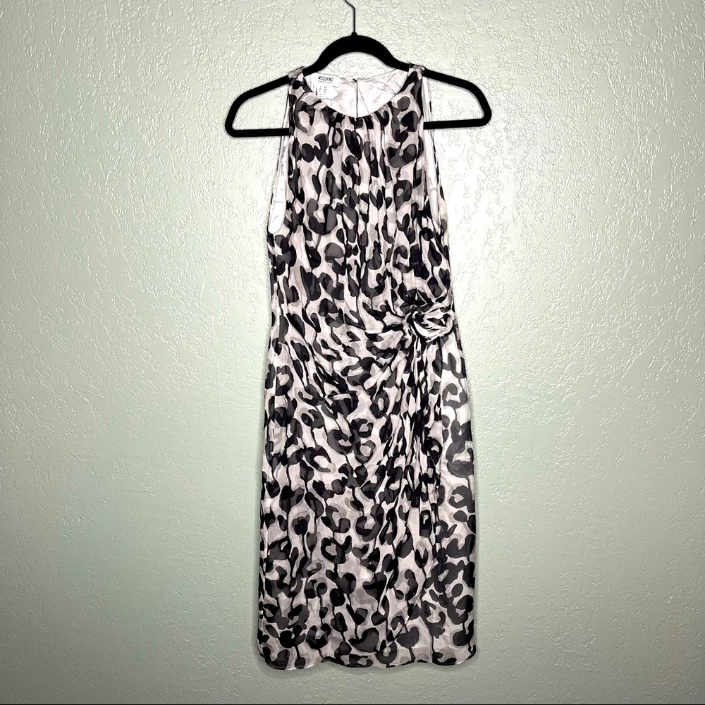 Moschino Cheap and Chic Sleeveless Leopard Print Made in Italy Silk Dress Size 8